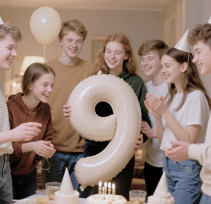 Number Balloons 9 Balloon Cream - Image 3