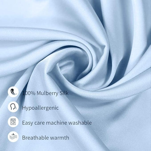 100% Mulberry Silk Pillowcases Set of 2 for Hair and Skin and Super Soft and Breathable King Size Nature Silk Pillowcases (King, Blue)