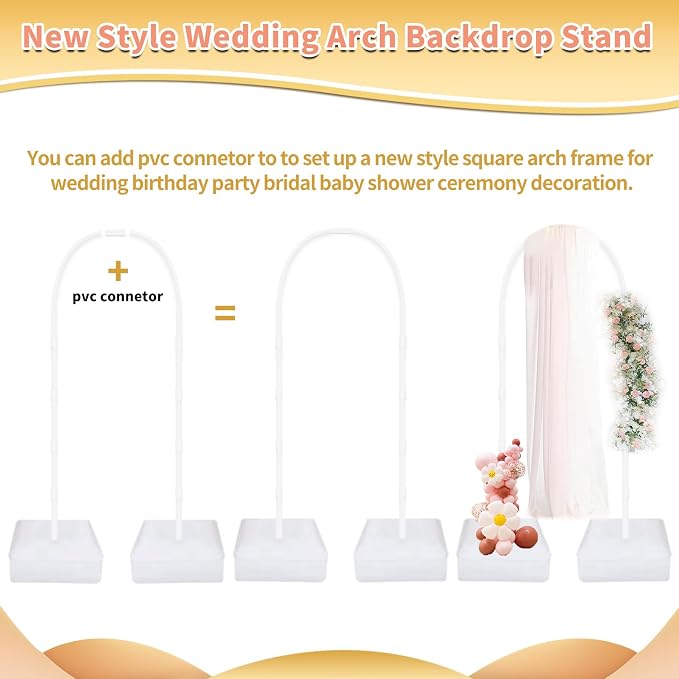 Bazen 2PK 8.2FT & 6FT Balloon Arch Stand White - Image 5