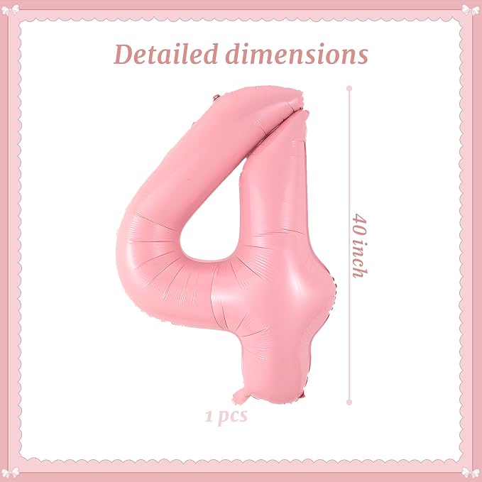 40 Inch Pink Number 4 Balloon Suitable - Image 2