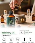 Rosemary Essential Oil Pure, Mumianhua Natural Oil for Hair Growth & Scalp Revitalization, Supports Stronger Hair, Reduces Dullness, for Diffuser & DIY Hair Care, 3.38 Fl Oz