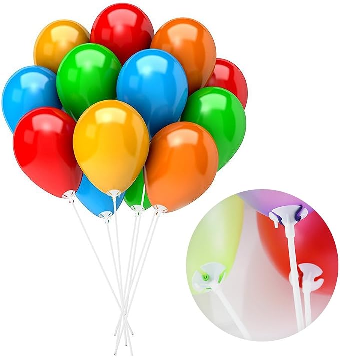 PP OPOUNT Upgraded Version 100 Pieces White Plastic Balloon Sticks Holders | - Image 6