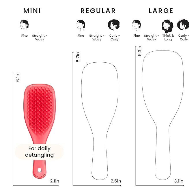 Tangle Teezer Ultimate Detangler Hairbrush, Eliminates Knots & Reduces Breakage, Mini Hair Brush for Travel, Small Hands & All Hair Types, Pink Punch