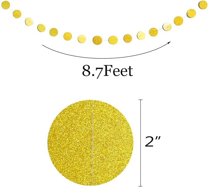 6 Pcs Glitter Gold Paper Circle Dots Garland - Image 6