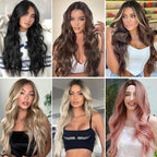 NAYOO Long Dark Brown Wavy Wig for Women 26 Inch Middle Part Curly Wavy Wig Natural Looking Synthetic Heat Resistant Fiber for Daily Party Use(26 Inch Dark Brown)