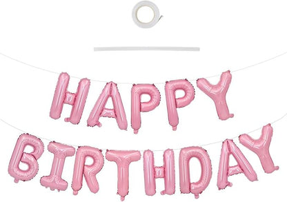 TONIFUL Pink Happy Birthday Balloons Banner Decorations by TONIFUL