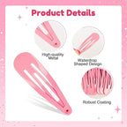 2 Inch Pink Hair Clips Barrettes Metal Snap Clips for Women Durable Water Drop Ideal Hair Accessories for Hairdressing Wedding and Everyday Use 20 pcs