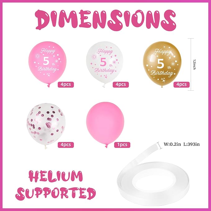 Pink 8th Birthday Balloons for Girls - Image 2