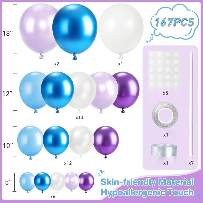 Blue Purple White Balloon Garland Arch Kit - Image 2