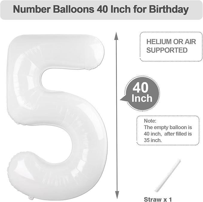 Number Balloons 40 Inch White 4 Balloon - Image 5