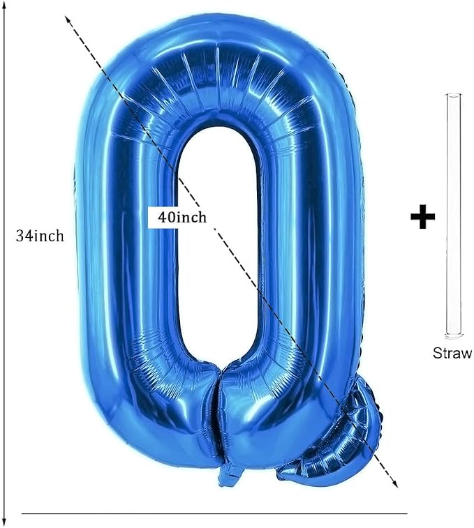 Letter Balloons 40 Inch Blue Giant Alphabet Balloons Letter Q | Foil Mylar Big - Image 2