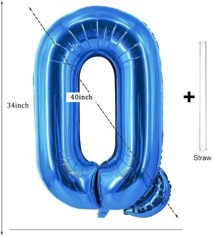 Letter Balloons 40 Inch Blue Giant Alphabet Balloons Letter Q | Foil Mylar Big - Image 2