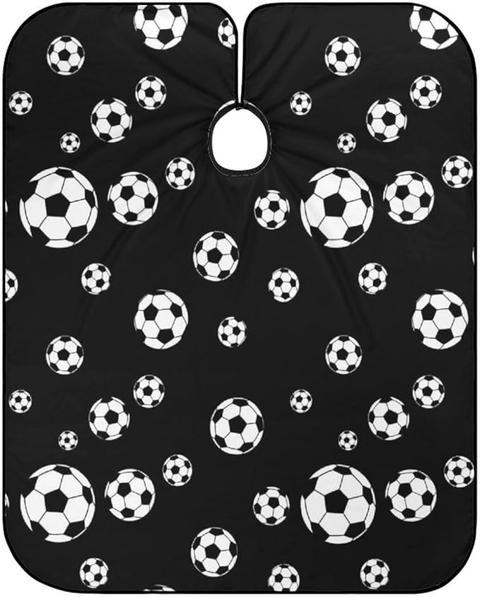 Large Long Hair Cut Cape, Hairdressing Haircut Apron Soccer Balls Football Hair Cutting Cloak for Hairdressers