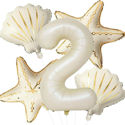 5 Pcs Starfish Seashell Balloons Set Under the Sea Party Decorations | 40 Inch by Unknown