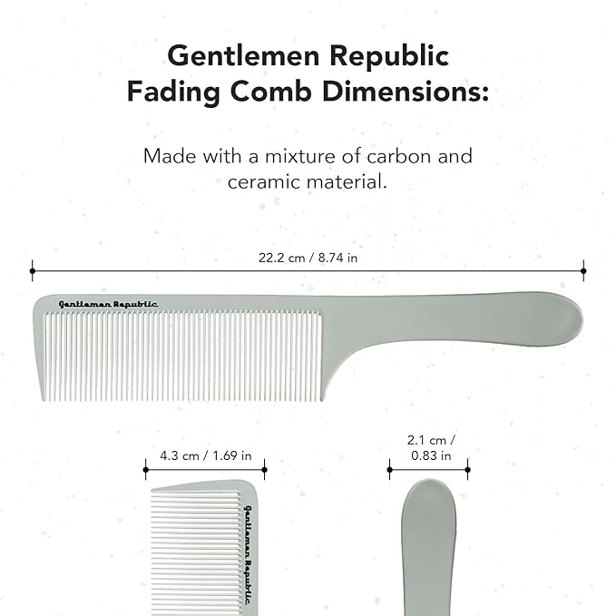 Gentlemen Republic Fade Comb for Men's Hairstyles - Soft Round Tips, Precision Teeth with Sturdy Body for Fades, Blending, and Cuts
