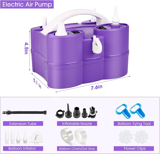 3-in-1 Electric Air Pump for Inflatables and Balloons, Dual Nozzle Inflator - Image 8