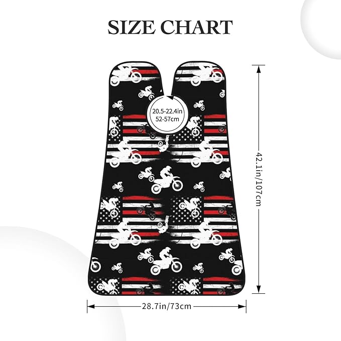 Beard Bib Apron for Men Shaving, Waterproof Non-Stick Hair Catcher with Suction Cups, Grooming Essential for Dad Husband, Motorcycle Dirt Bike Thin Red Line American Flag Black Shave Bib