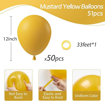 Mustard Yellow Balloons 12 inch, Mustard Yellow Latex 50pcs Party Balloons | - Image 2