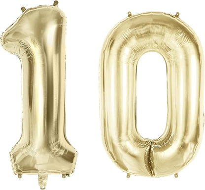 Number 10 Balloons for 10th Birthday Party Decorations, 40 Inch 0-100 by Joycard
