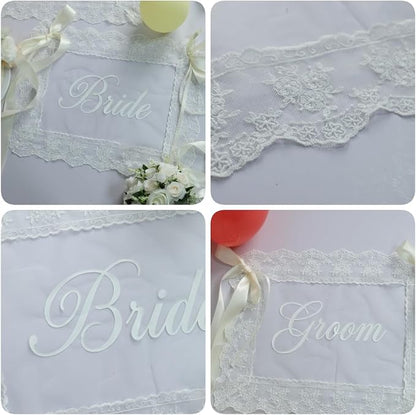 Bride & Groom Chair Signs for Wedding Sweetheart Table Decor Set of 2 | Sheer - Image 6