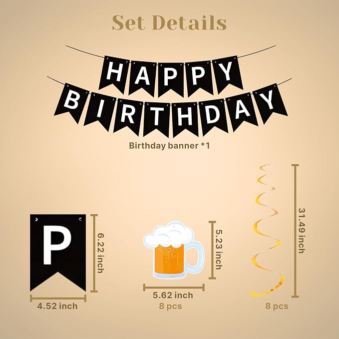 Beer Birthday Banner for Beer Party and Birthday Wedding Party Supplies - Image 2