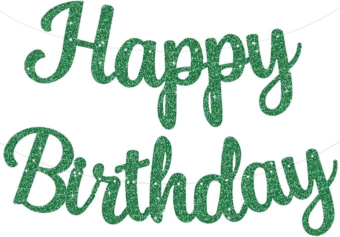 BEISHIDA Glitter Green Happy Birthday Banner Party Decoration NO DIY, 10Feet | by Beishida