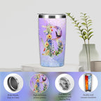Personalized Gifts Monogrammed Birthday Gifts for Women, Cowerker Mom Boss Day Christmas Initial 20 oz Tumbler, Makeup Bag Cup Ballpoint Pens Journal Notebook 6 Set, (Aesthetic Purple Flower B)