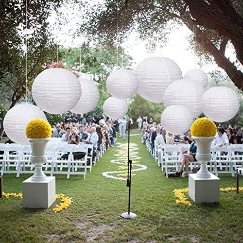 White Paper Lanterns 10 Pcs size of 12" Chinese Round Paper Hanging Decorations - Image 3