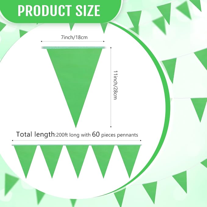 Tatuo 200 Feet Solid Pennant Banners Flags String Triangle Hanging DIY Bunting - Image 2