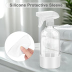 2 Pack Glass Spray Bottles with Silicone Sleeve, 16 oz Empty Refillable Containers with Adjustable Spray Nozzles, Spray Bottles for Hair, Cleaning Solutions and Plants White