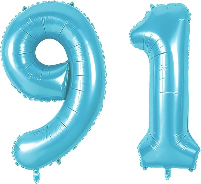 Number 91 Balloons for 91st Birthday Party Decorations, 0-100 Large No.91 by Joycard