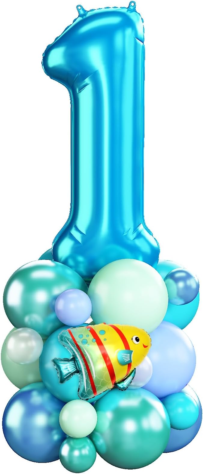 Blue Number 1 Balloon 40 Inch Ocean Under the Sea Number One Foil Balloons Tower by Domgoge
