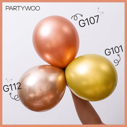 PartyWoo Rose Gold Balloons 50pcs Metallic Chrome Rose Gold Color | 5 Inch - Image 5