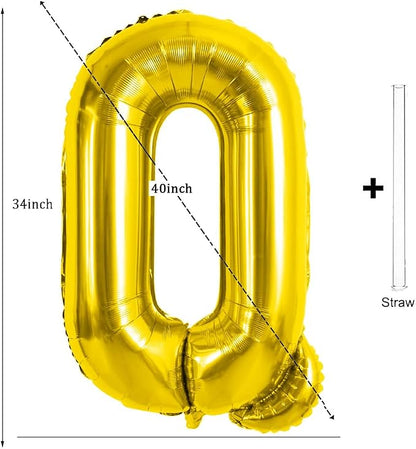 Gold Letter Balloons 40 Inch Large Letter Q Balloon Aluminum | Foil Mylar Big - Image 2