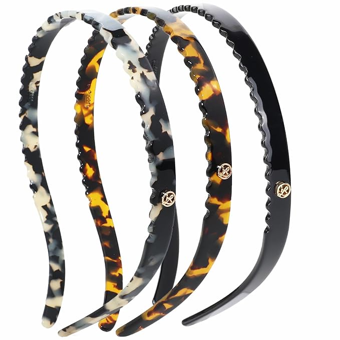 3 Pack Eyewear Headbands,No Headache Non Slip Hair Bands Fashion Thin Headbands for Womens Sisters Girls Gifts(Black,Tortoise,Amber)