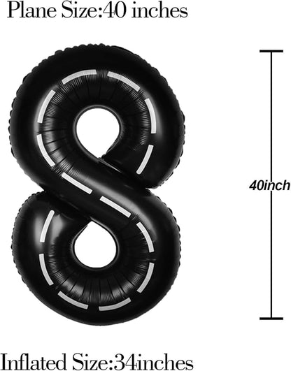 Race Car 40 Inch Black 8 Big Large Helium Balloon Number 0-9 | Track Giant - Image 5