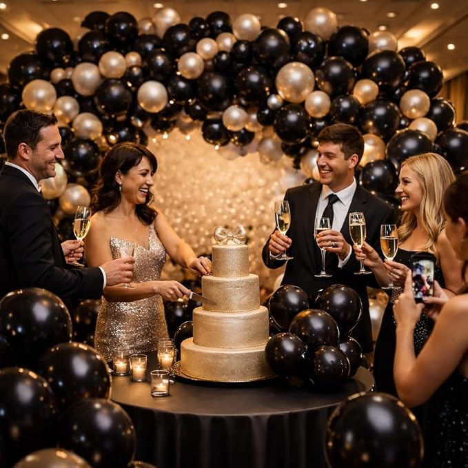 Black Balloons 100 Pack, 12 Inch Round Latex Party Balloons - Image 6