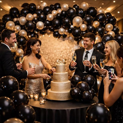 Black Balloons 100 Pack, 12 Inch Round Latex Party Balloons - Image 6
