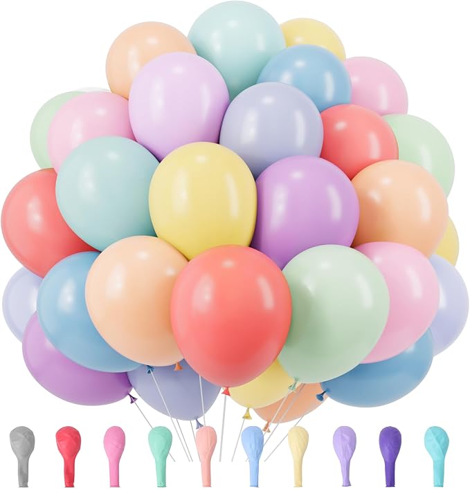 RUBFAC Pastel Balloons 120pcs 12 Inches Multicolor Macaron Balloons by RUBFAC