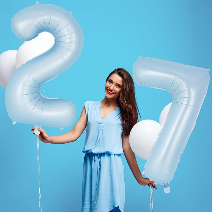 Light Blue Number 7 Balloon, 40 Inch Big Large Foil Number Balloons, Giant - Image 5