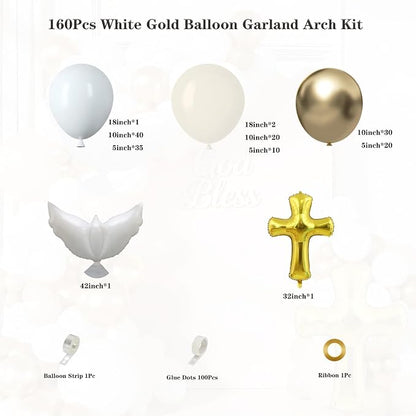 First Communion Decorations Baptism Decorations Balloon Garland Arch Kit 160Pcs - Image 2