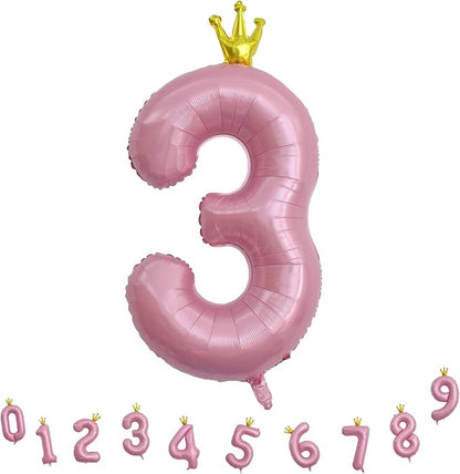 3rd Birthday Number Balloons for Girls, 40 Inch Light Pink Foil Number Balloons - Image 9