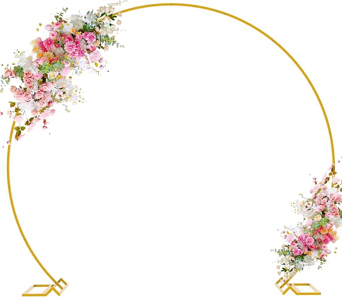 Round Backdrop Stand 8FT Gold Wedding Balloon Arch Stand by Wokceer