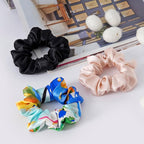19Momme Silk Scrunchie Thick Hair Ties for Curly Hair, No Slip Hair Bands for Women, Vintage Satin Hair Accessories (Blush Pink,Black,Azure Breeze‌)