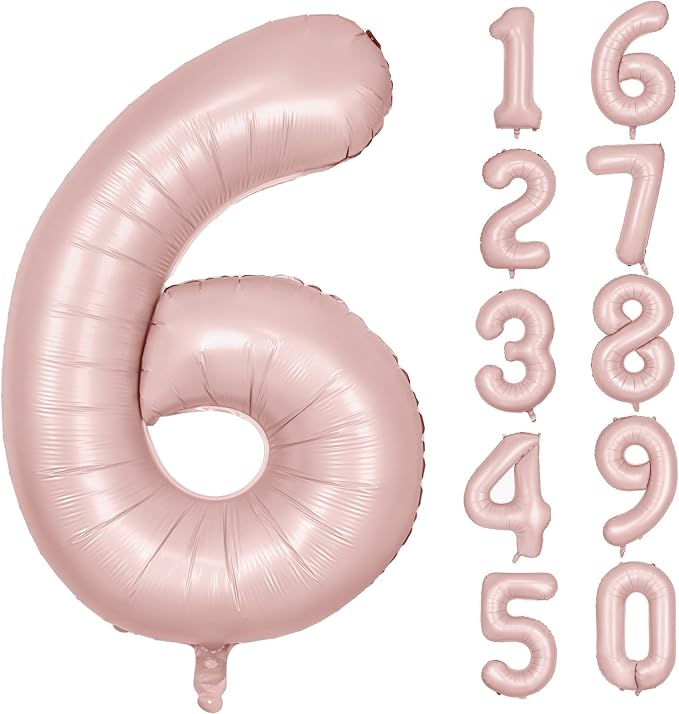40 inch Pink Number Balloon Light Pink 6 Balloon Matte Pink Number 6 Balloon by Yeodong