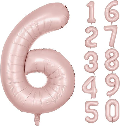 40 inch Pink Number Balloon Light Pink 6 Balloon Matte Pink Number 6 Balloon by Yeodong