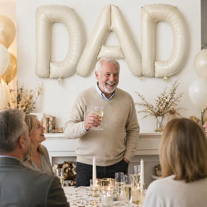 Cream DAD Letter Balloons, 40 Inch Letter Dad Foil Balloon Beige, Helium Big - Image 7