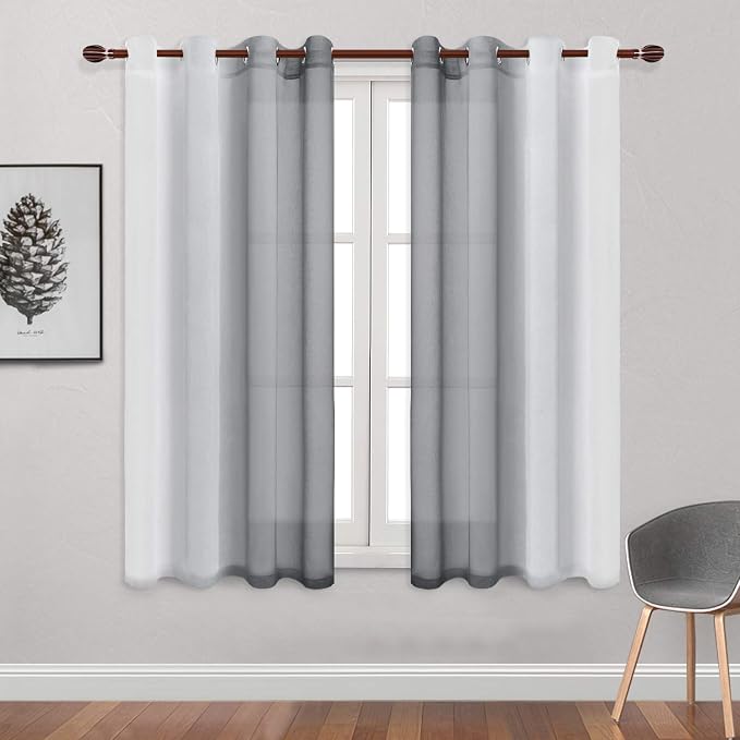 DWCN Grey Ombre Sheer Curtains - Image 2
