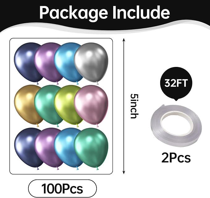 Metallic Multicolor Balloons, Birthday Decoration, Wedding Party, Baby Shower - Image 2