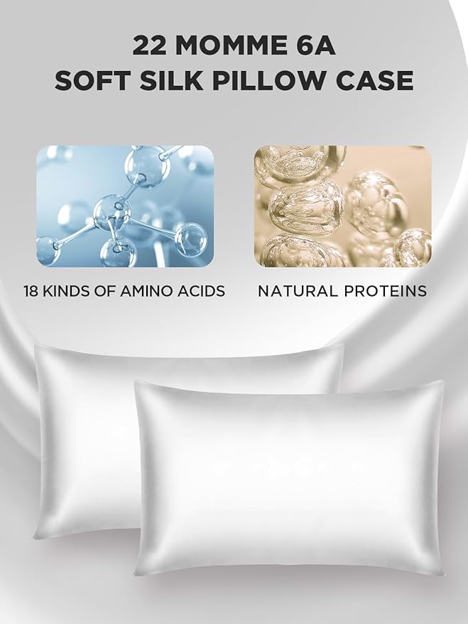 Mulberry Silk Pillowcase for Hair and Skin, SGMSILK 22 Momme Natural Silk Pillow Cases with Zipper, 6A Soft and Smooth Single Sided Pure Silk Pillow Cover (Light Gray, Standard 20"x26")